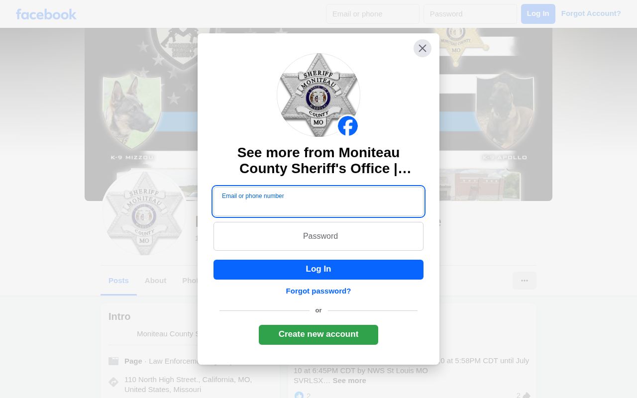Moniteau County 72-hour release supplemental sheriff social page