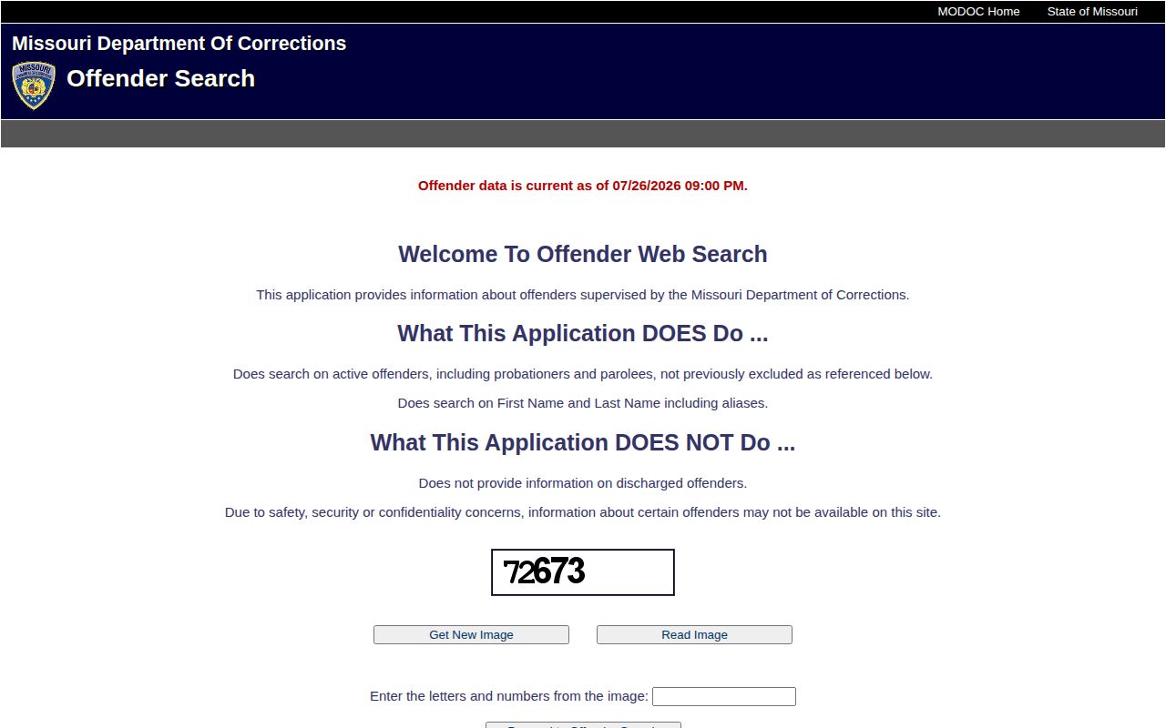 Moniteau County released inmate search on the Missouri corrections portal